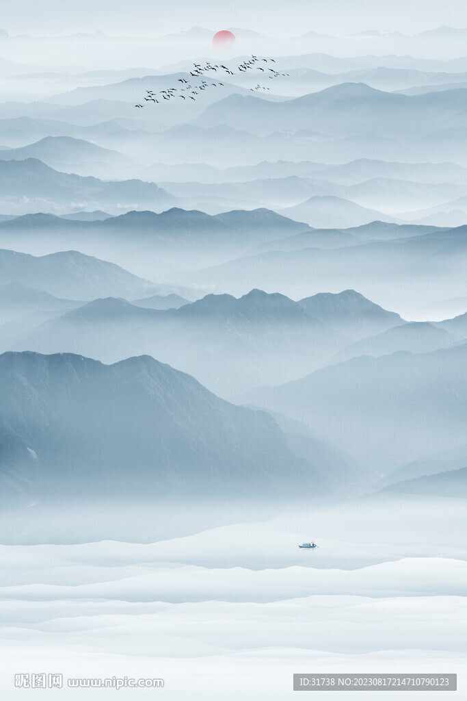 竖幅水墨画