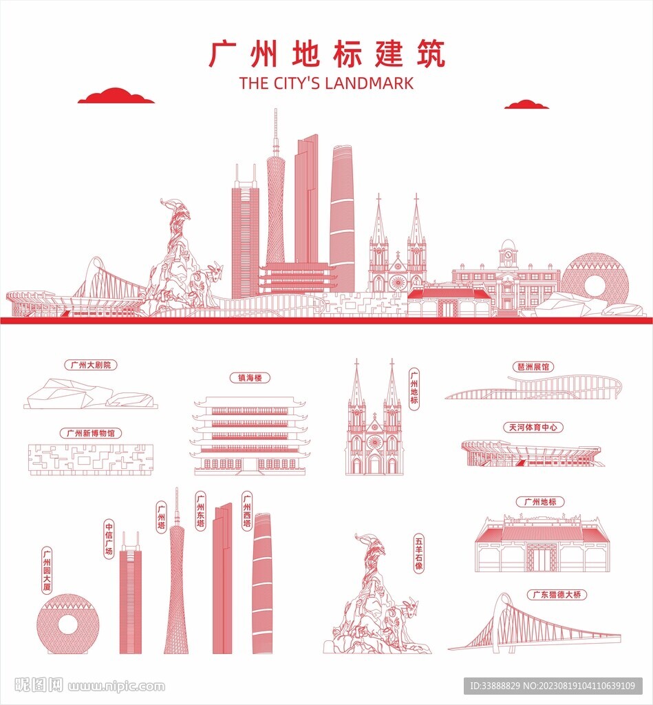 广州地标建筑剪影