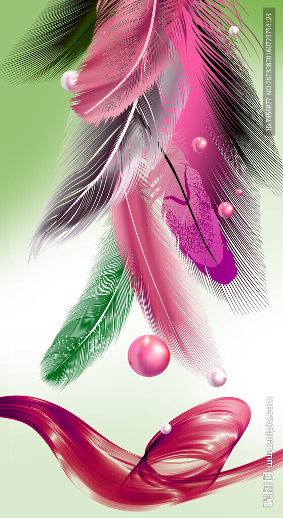 水彩羽毛高清艺术挂画装饰画