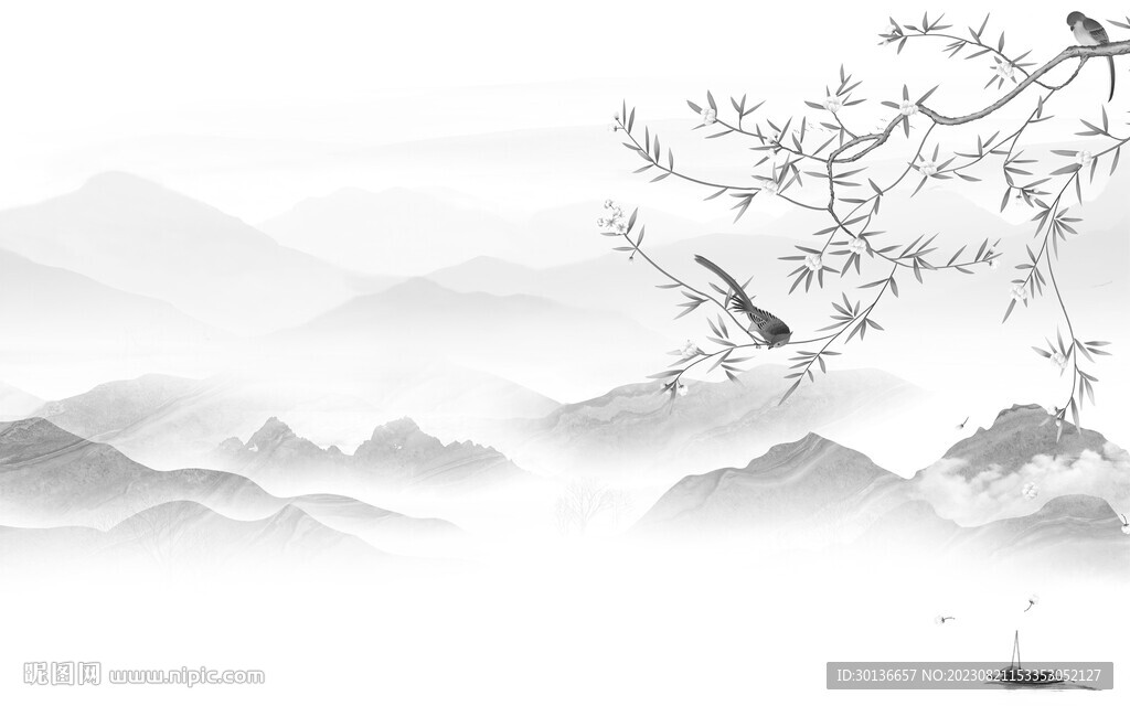 极简灰色山水 TiF分层