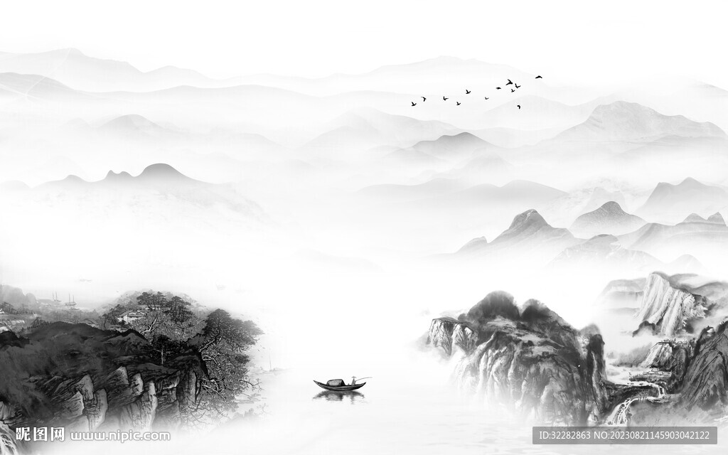 最新 高端灰色山水 tiF分层