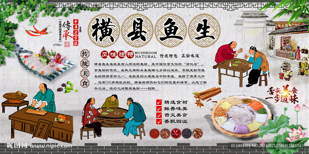 横县鱼生背景墙