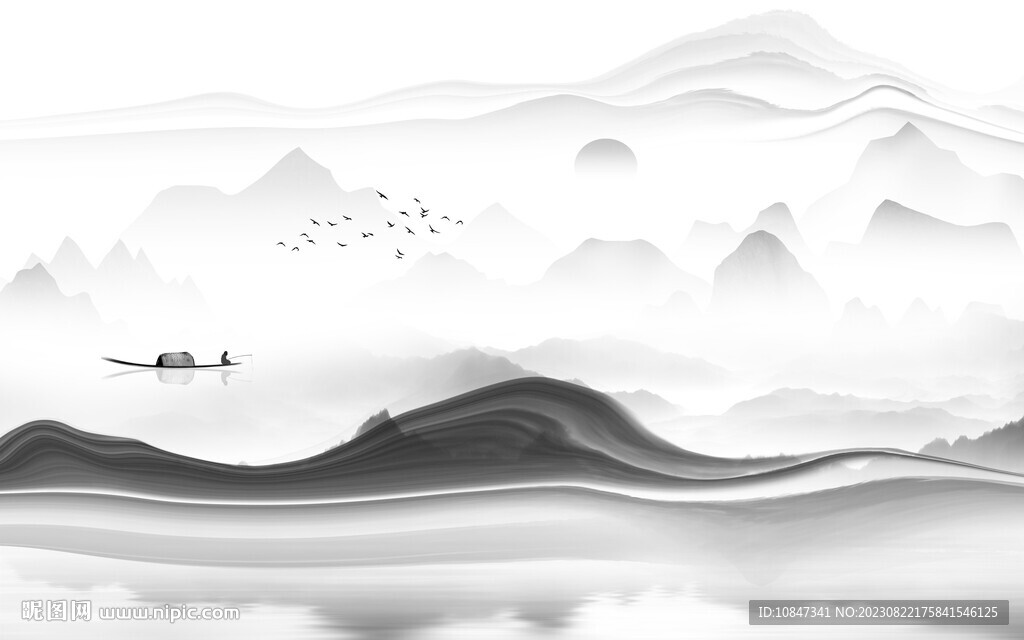 新品 高档灰色山水 TIf分层