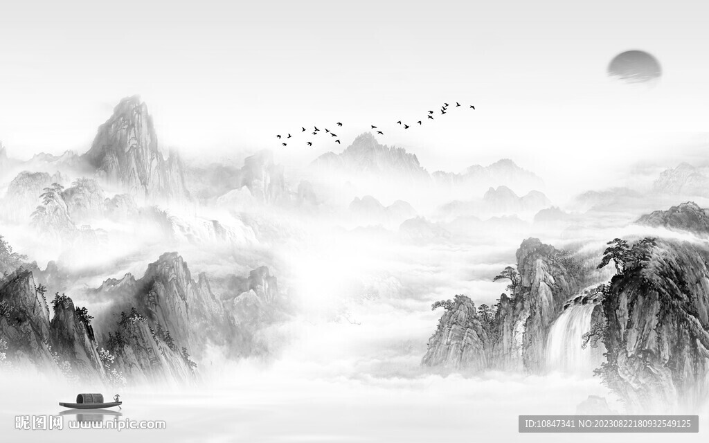 现代 高档灰色山水 TIf分层