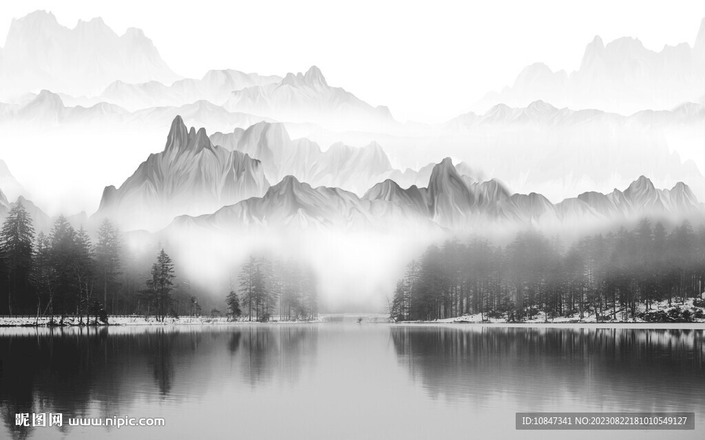 客厅 高档灰色山水 TIf分层