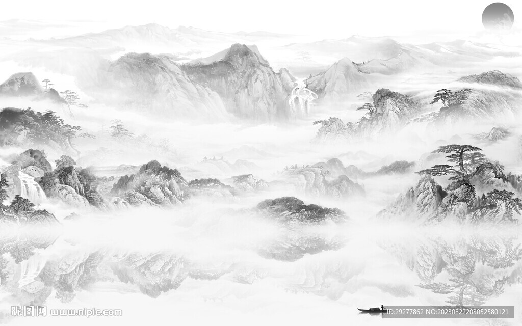 新品 灰色山水背景 TIf分层