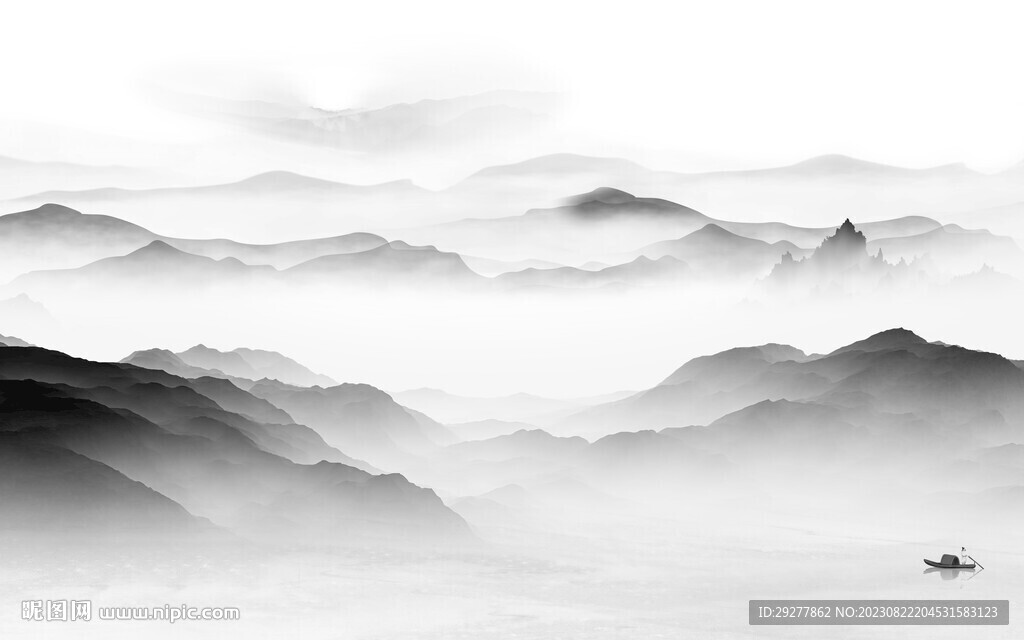 现代 灰色山水背景 TIf分层