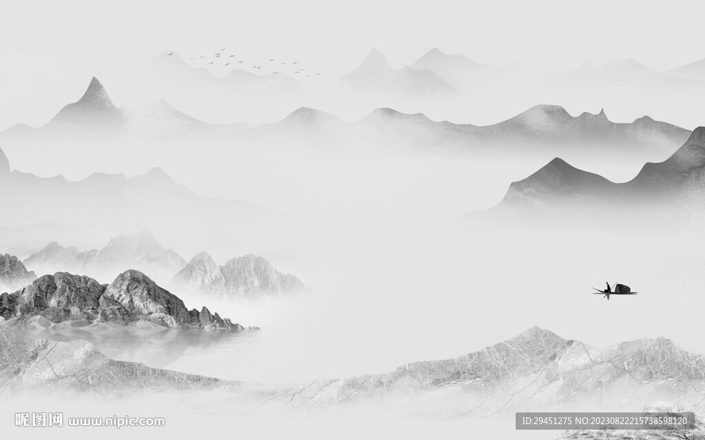 中式 奢雅灰色山水 TiF分层