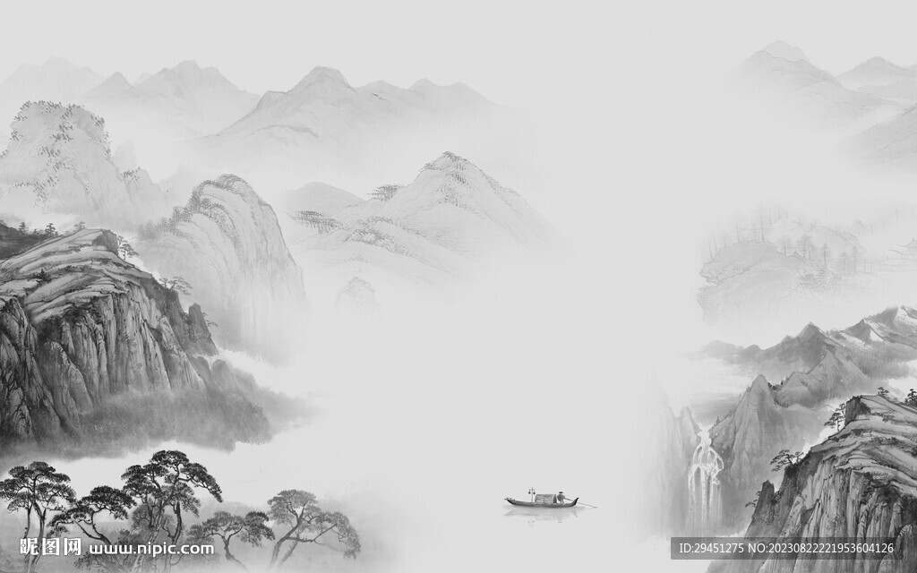 电视 奢雅灰色山水 TiF分层