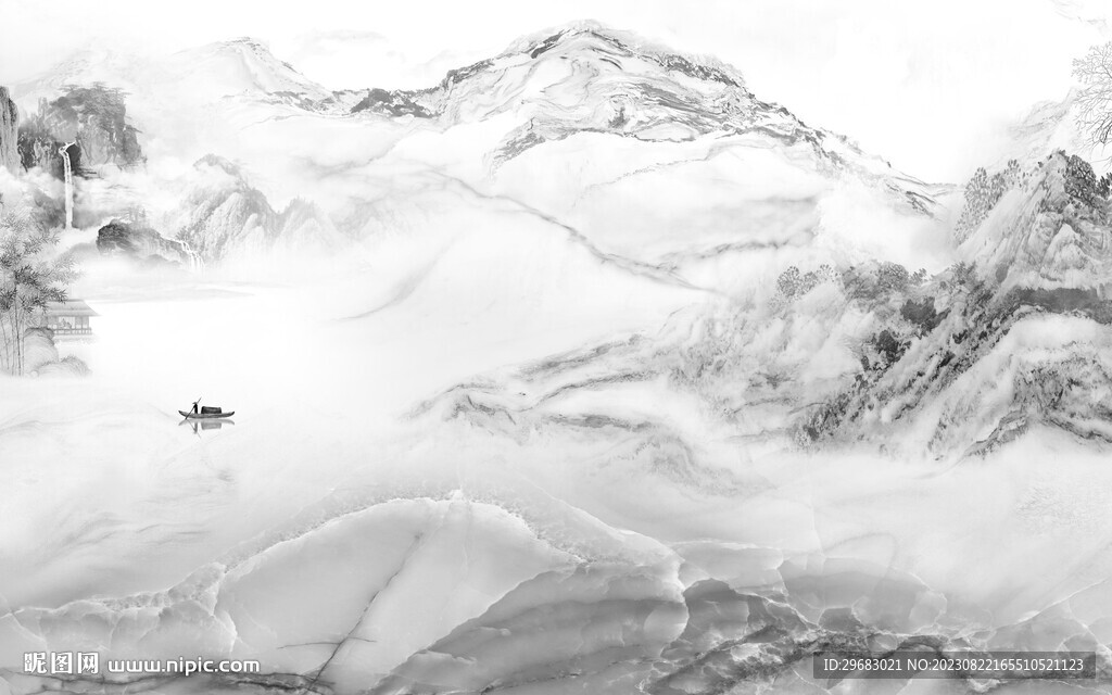 清晰 简奢灰色山水 tiF分层