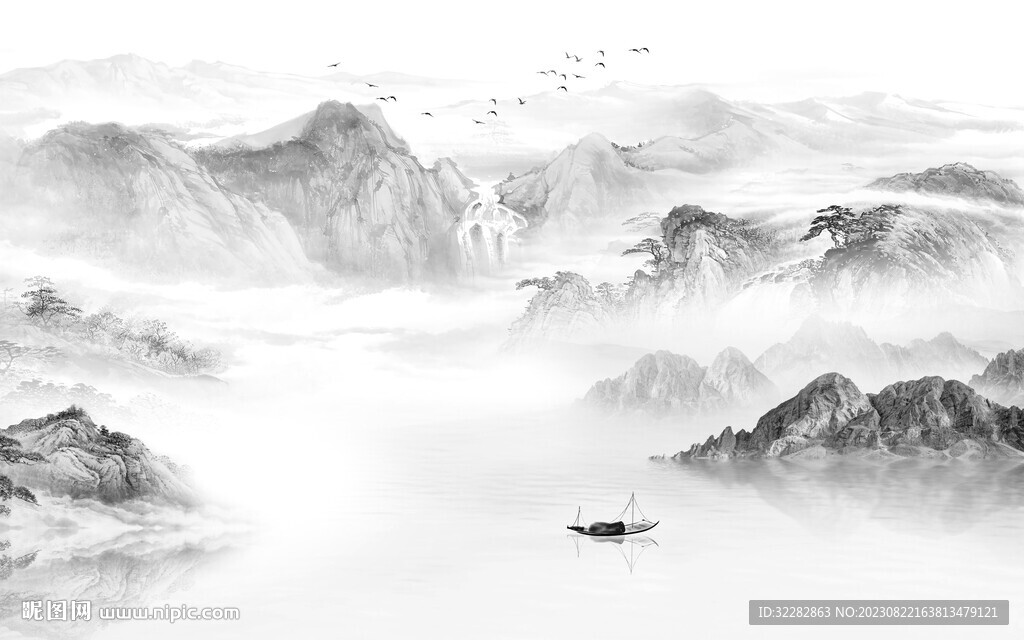 高端 简约灰色山水 TiF分层