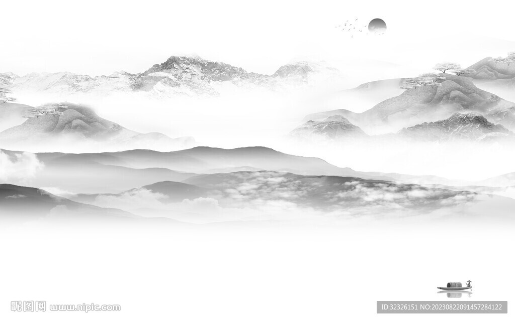 素雅 灰色高档山水 tif分层