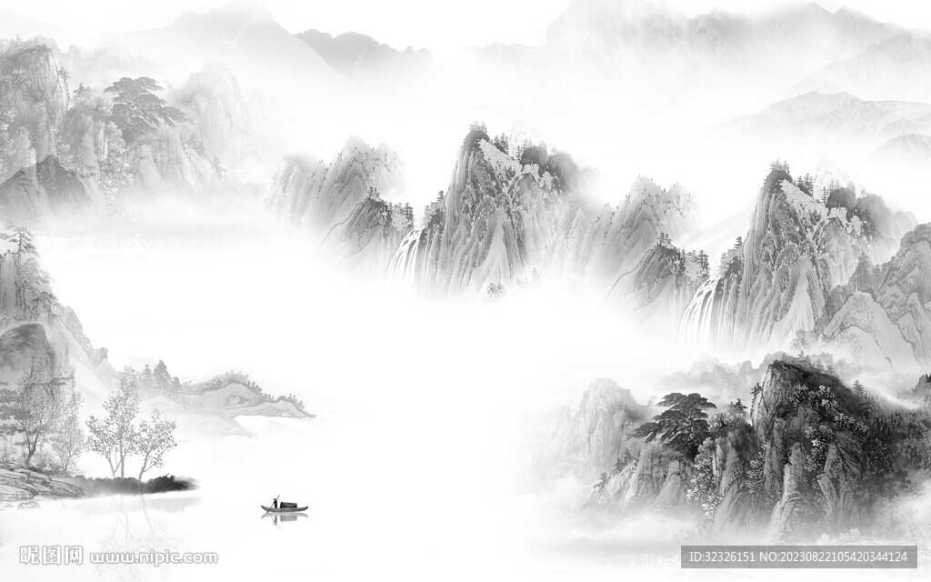 简约 极简高档山水 Tif分层