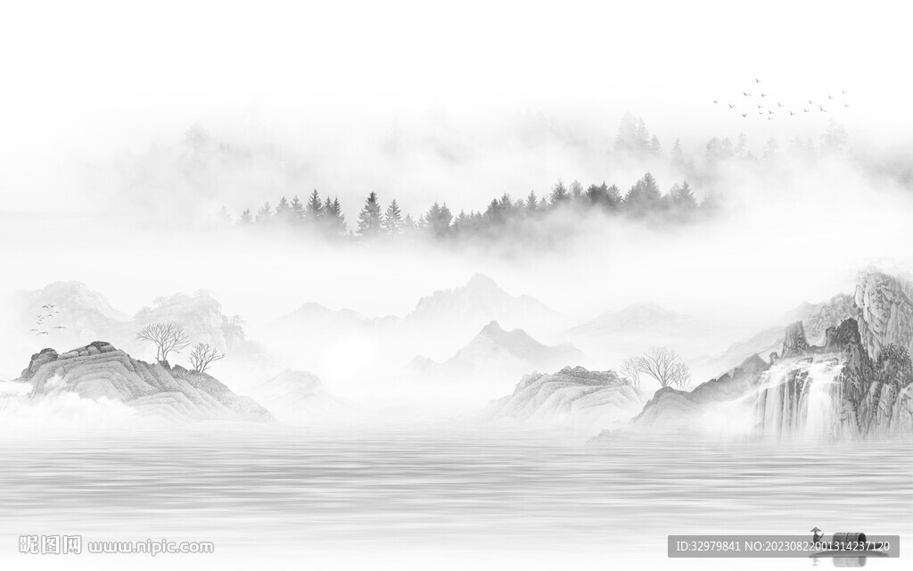 高档 最新灰色山水 TiF分层