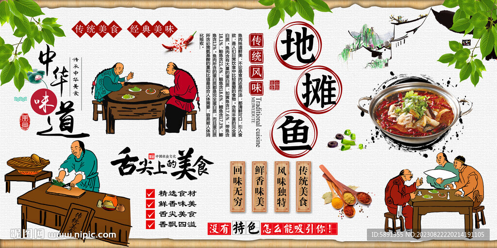 地摊鱼背景墙