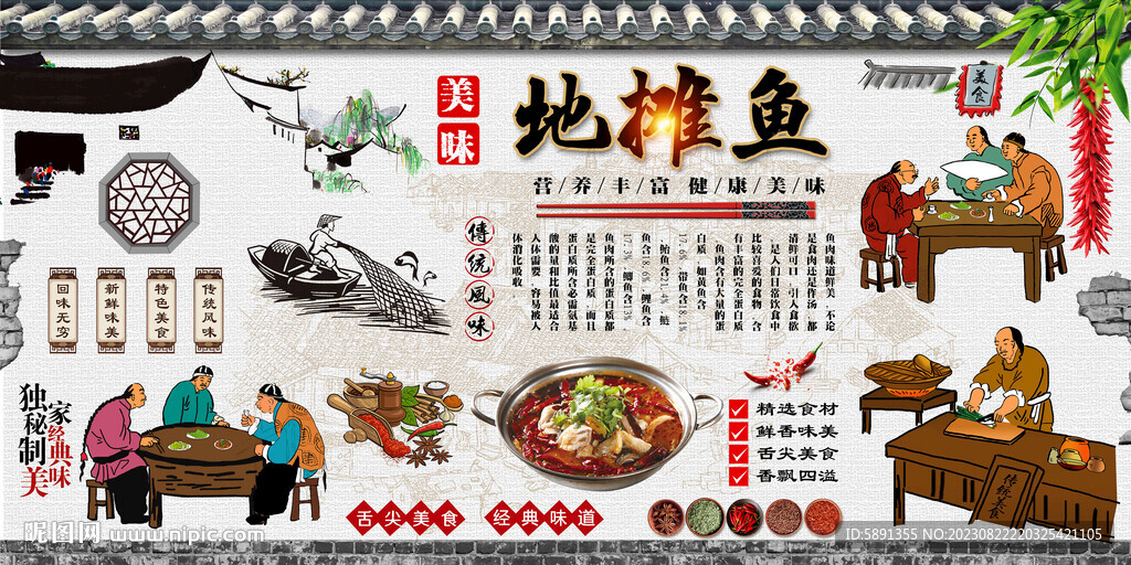 地摊鱼背景墙