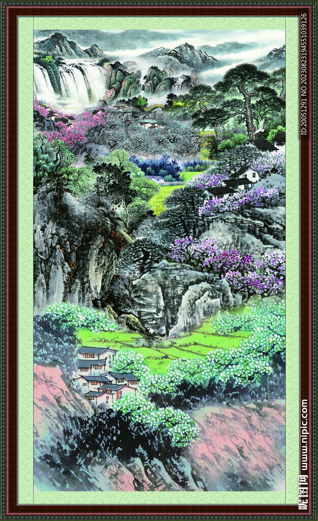 竖幅山水画 