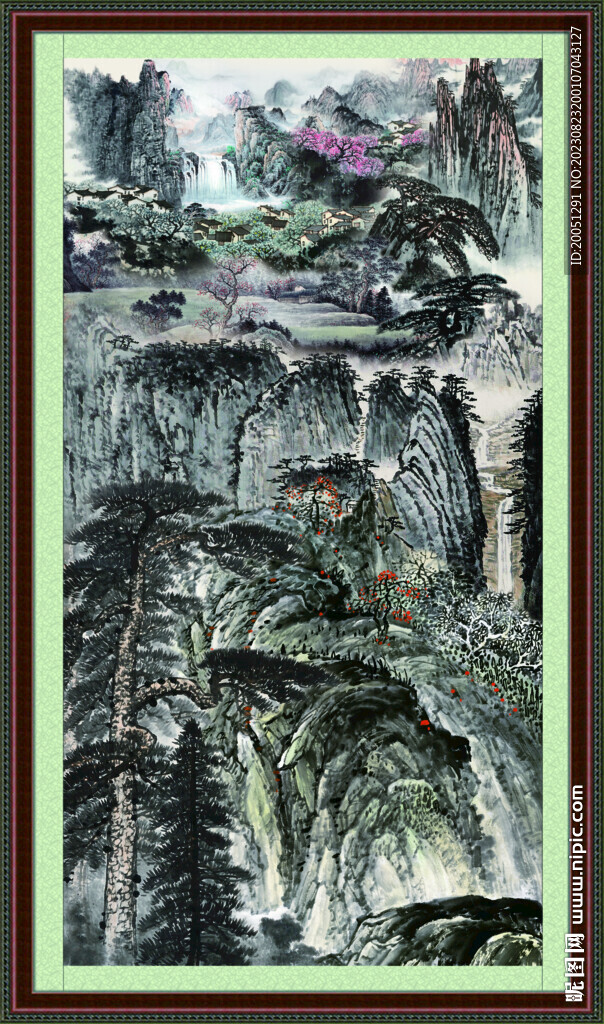 竖幅山水画 