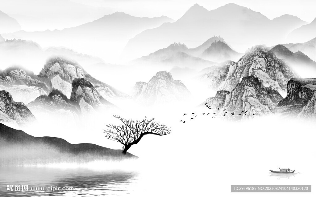 高雅 轻奢灰色山水 TiF分层