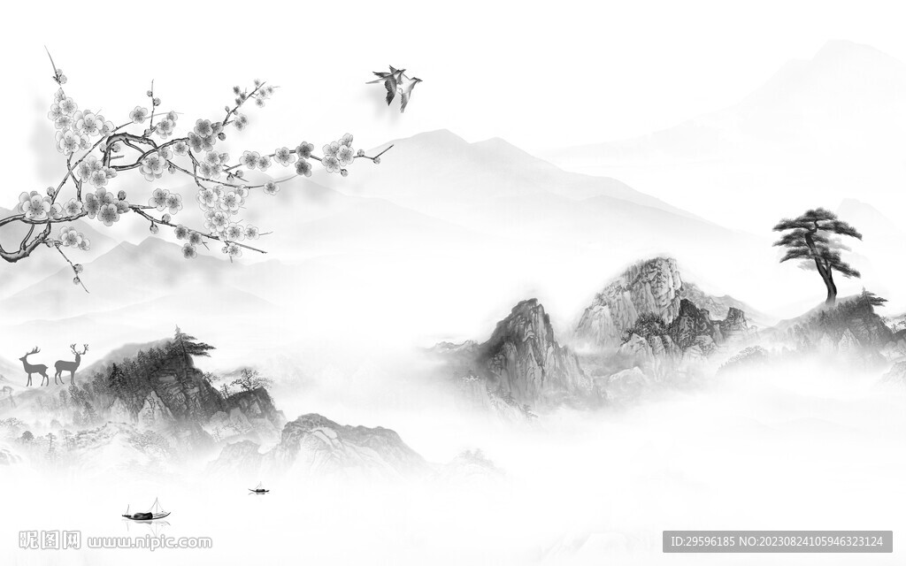 简约 轻奢灰色山水 TiF分层