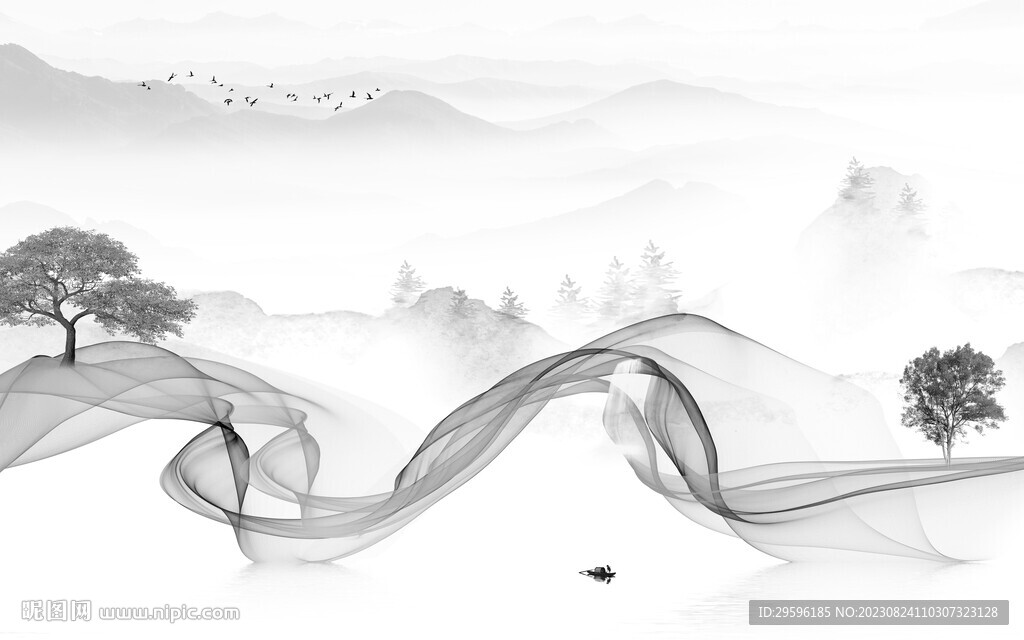 人气 轻奢灰色山水 TiF分层