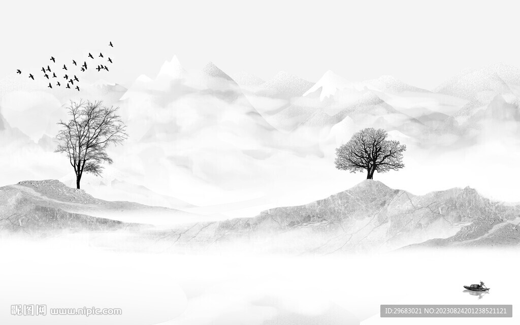 新品 简奢灰色山水 tiF分层