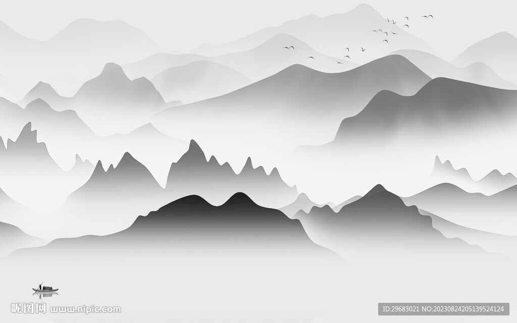 简约 高端灰色山水 tiF分层