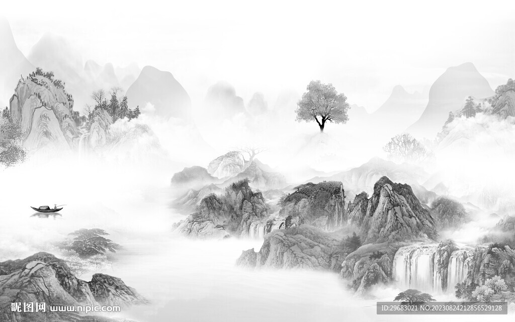 淡雅 高档灰色山水 TiF分层