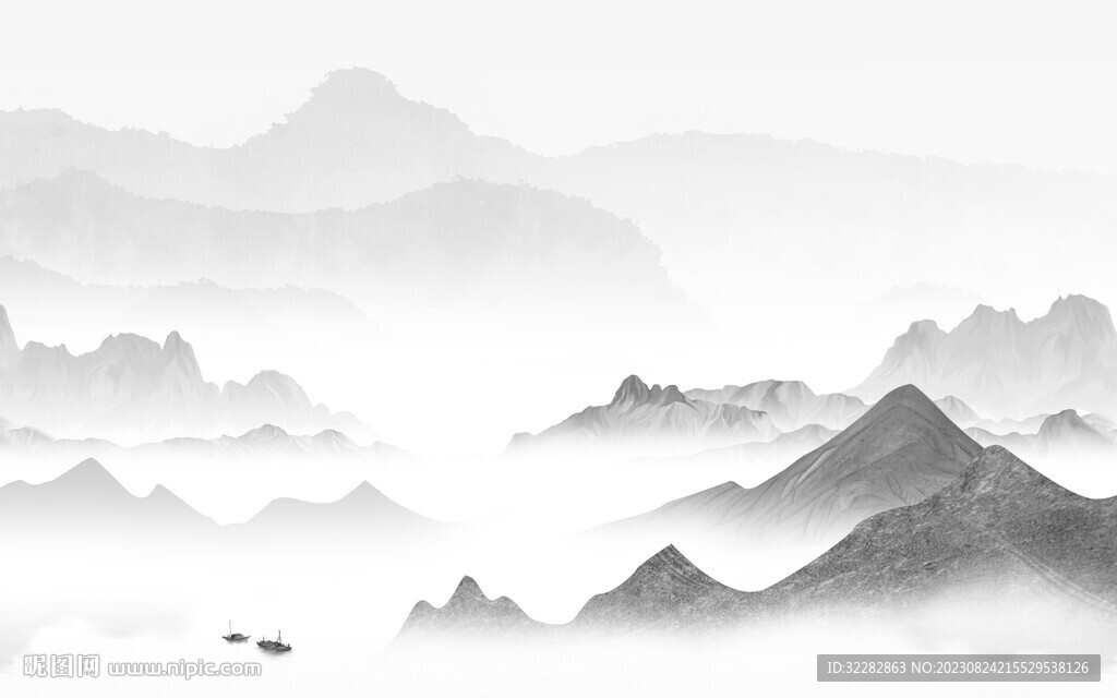 人气 简约灰色山水 TiF分层