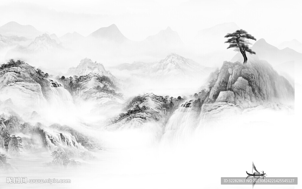高档 最新灰色山水 TiF分层