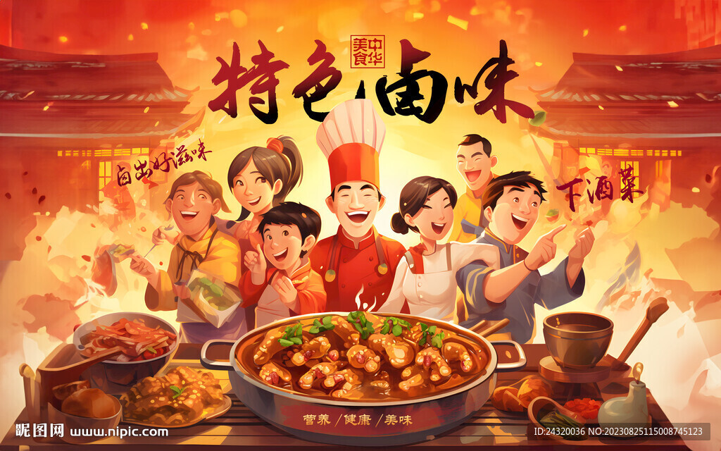 特色卤味壁画背景墙装饰画壁纸