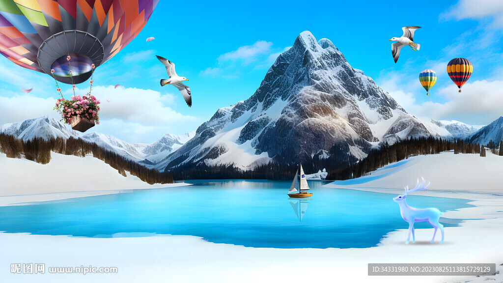 雪山湖泊