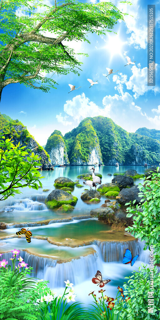 美景流水生财发财玄关