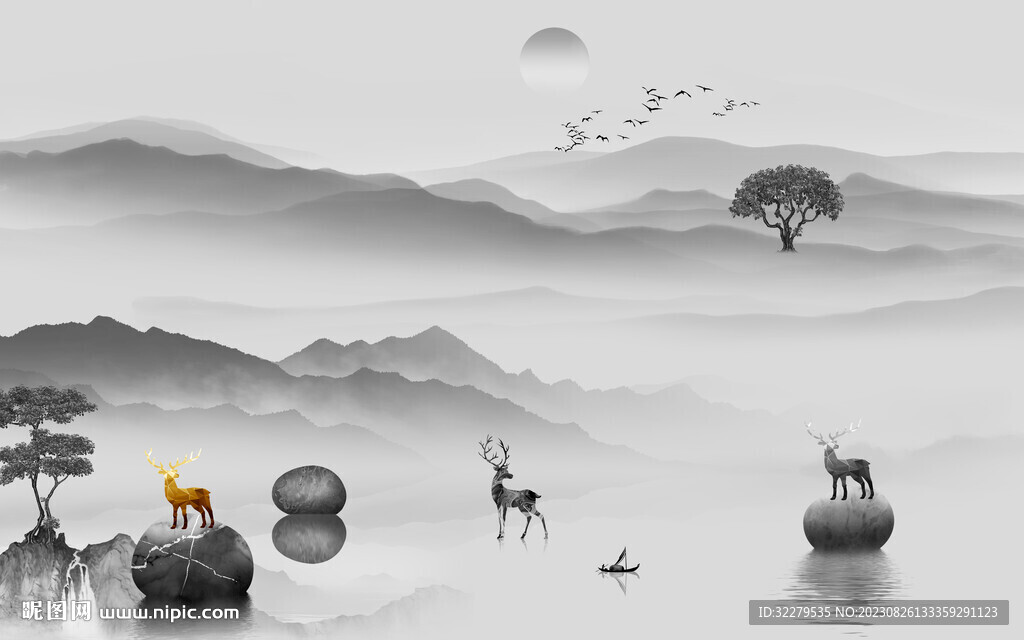 素雅 新品灰色山水 TiF分层