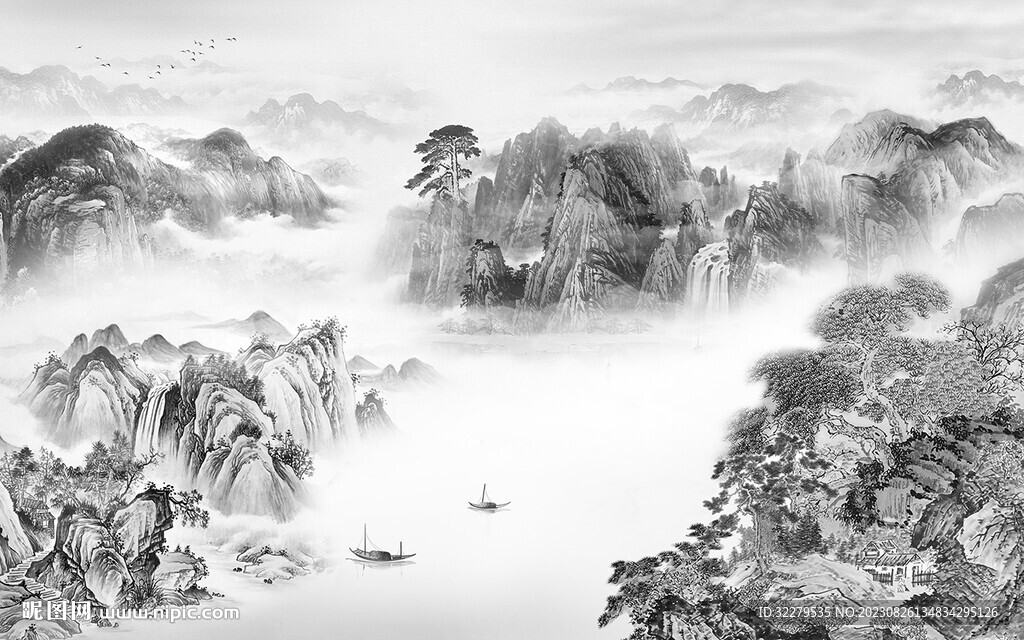 大气 新品灰色山水 TiF分层