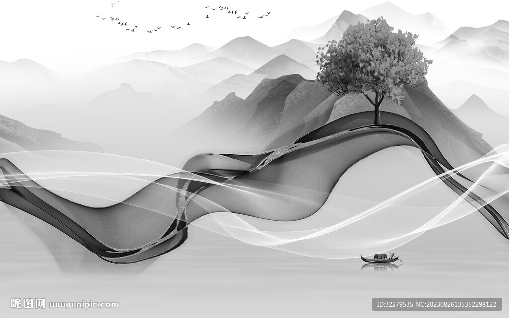 意境 简约灰色山水 TiF分层