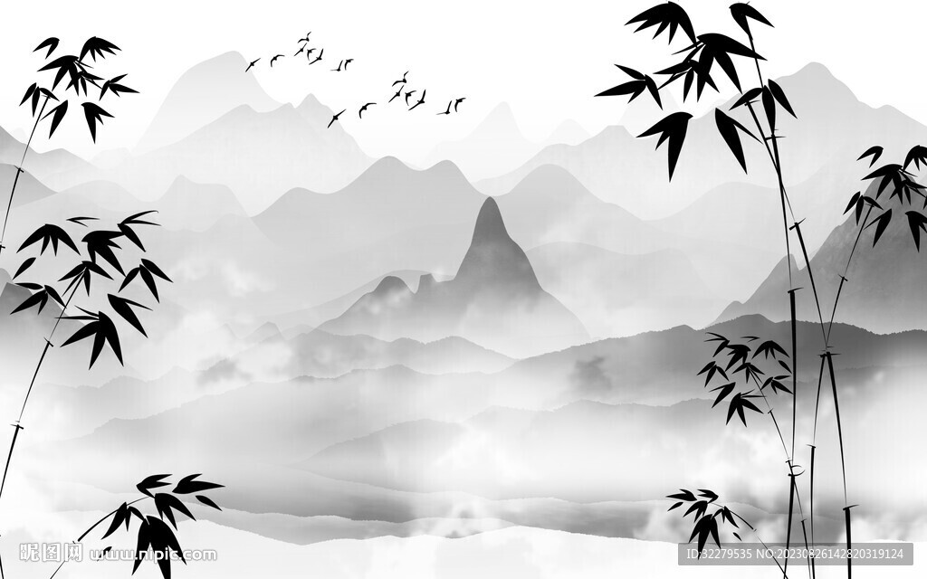 现代 简约灰色山水 TiF分层