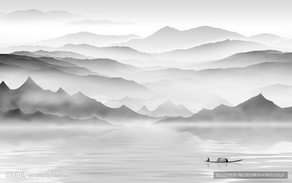 简约 灰色高档山水 TiF分层