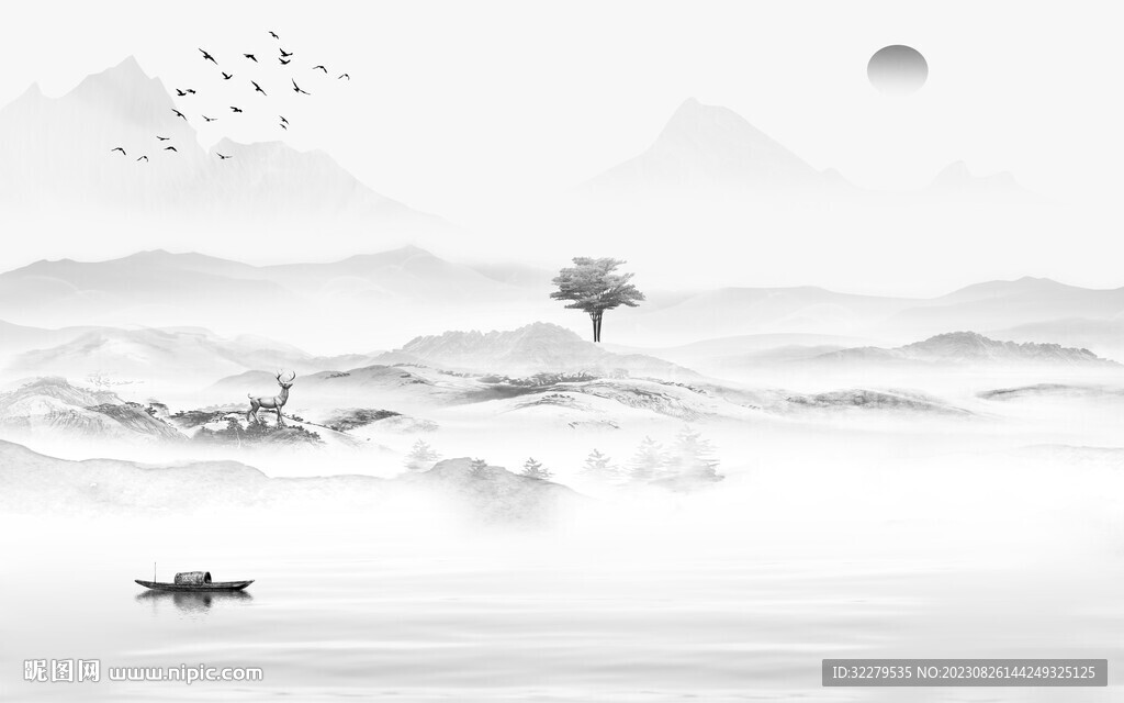 现代 灰色高档山水 TiF分层