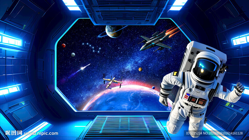 3D星空宇宙航天员