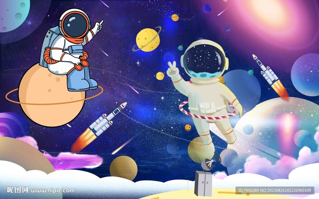 卡通儿童房背景墙 