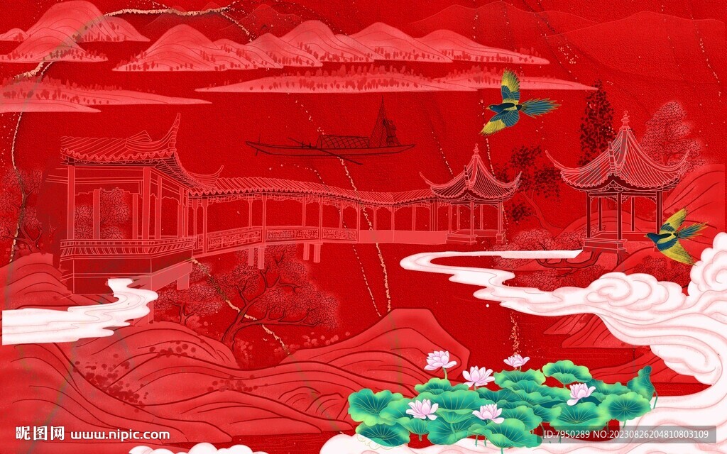 新中式国潮背景墙   