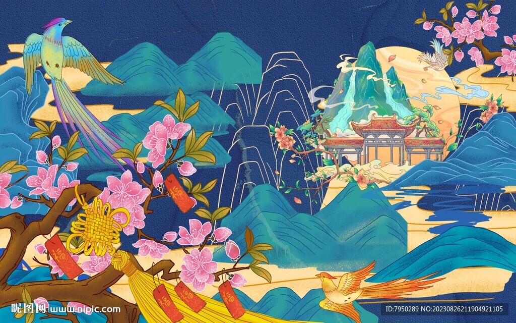 新中式国潮背景墙  