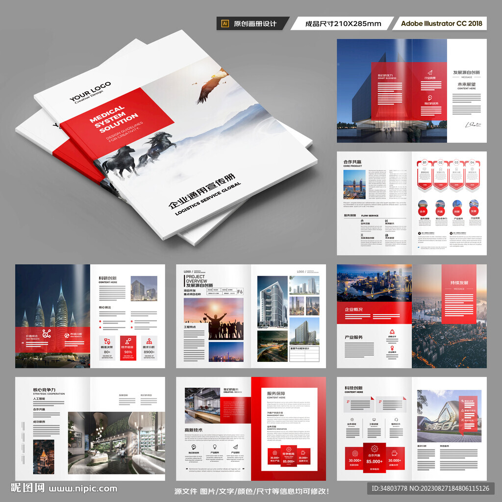 红色企业宣传册