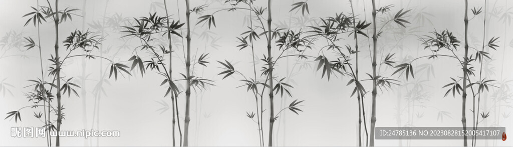 新中式巨幅水墨竹子背景