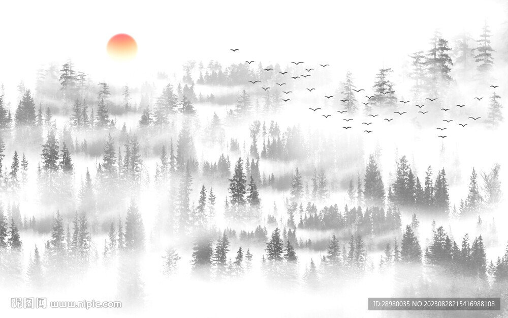 新中式意境山水背景墙