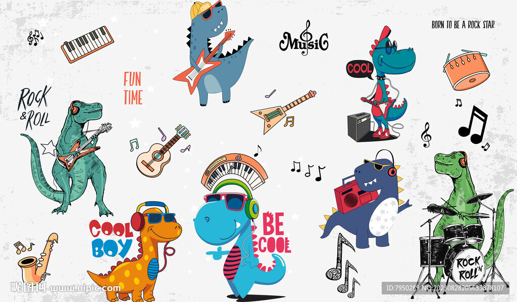 卡通儿童房背景墙 