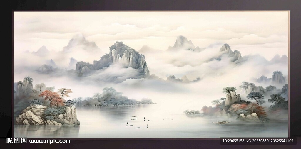 山水画装饰画无框画