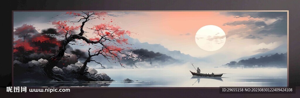 山水画装饰画无框画