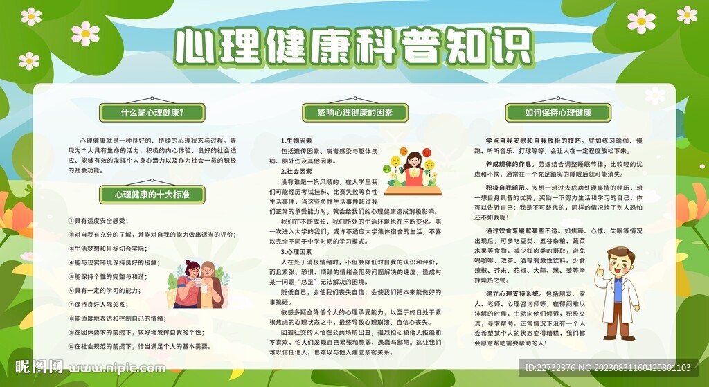 心理健康教育宣传栏展板